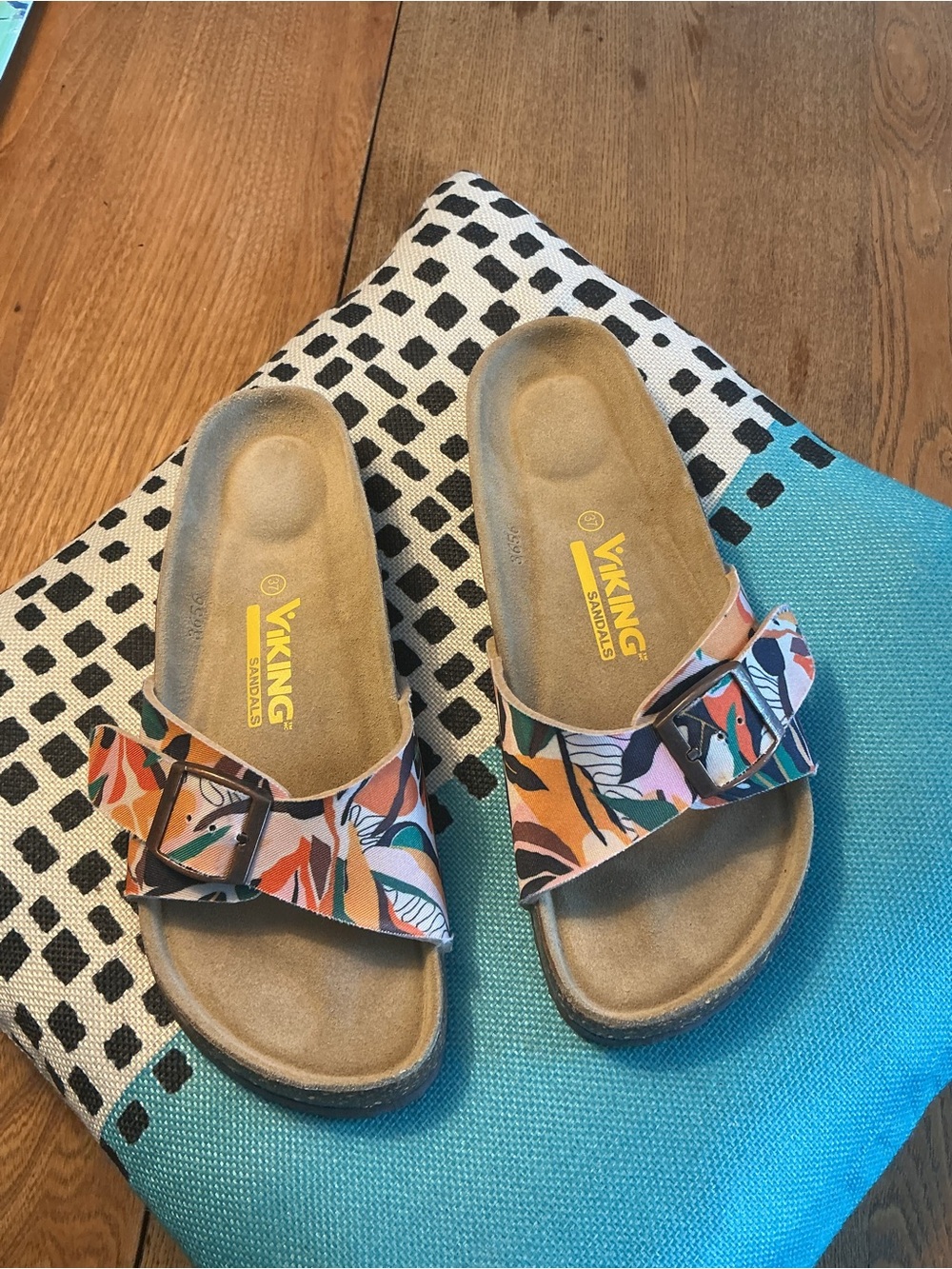 Viking Sandals Floral Print Buckle Slide - Multicolor